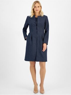 ‘Le Suit’ Collarless Jacket & Dress Set NWT Size 14 Navy Work Suit